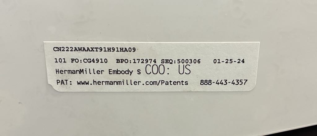 Used like new Herman Miller Embody Ergonomic Office Chairs - MFD 2024