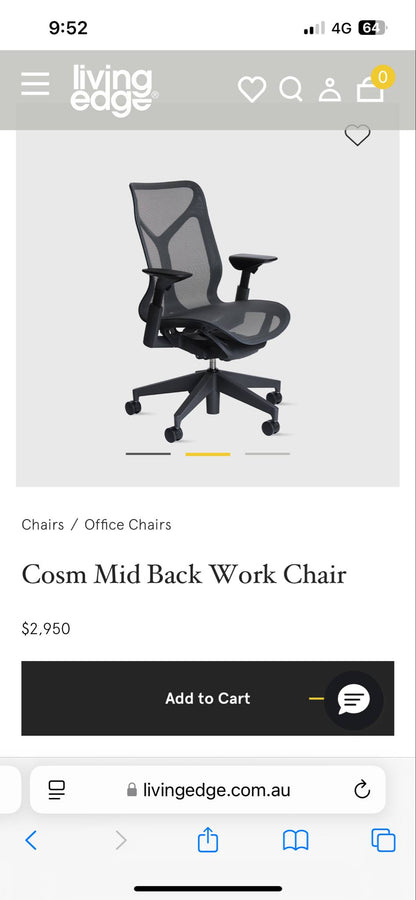 Herman Miller Cosm Mid Back Ergonomic Office Chair