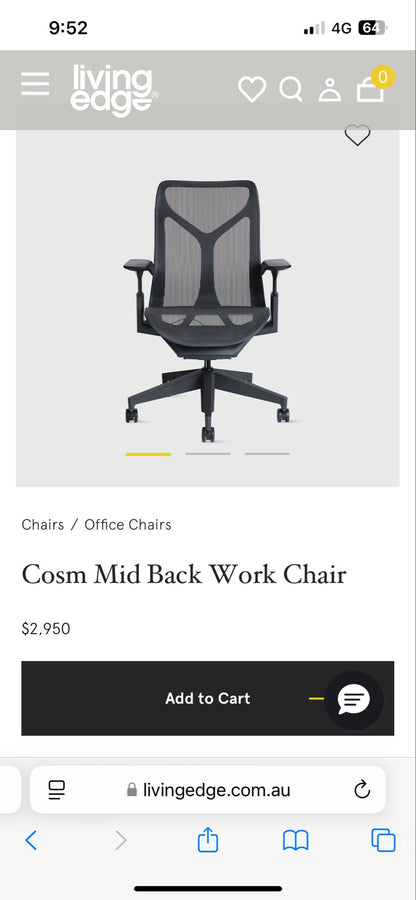 Herman Miller Cosm Mid Back Ergonomic Office Chair