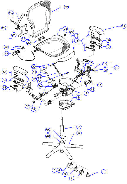 Posturefit Back Support Kit - Size B - For Hermɑn Miller Aeron Classic Chair