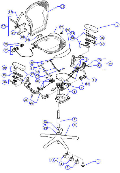 Posturefit Back Support Kit - Size B - For Hermɑn Miller Aeron Classic Chair