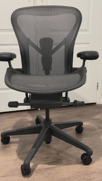 Herman Miller Aeron Remastered Chair – Size B, Graphite – Excellent Used Condition