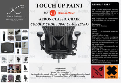 Touch up paint for Herman Miller Aeron classic chair - colour code 3D01 - Carbon